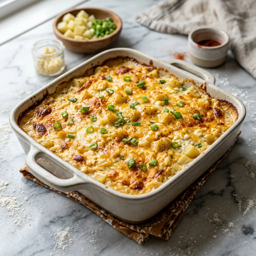 Sour Cream and Cottage Cheese Creamy Potato Casserole
