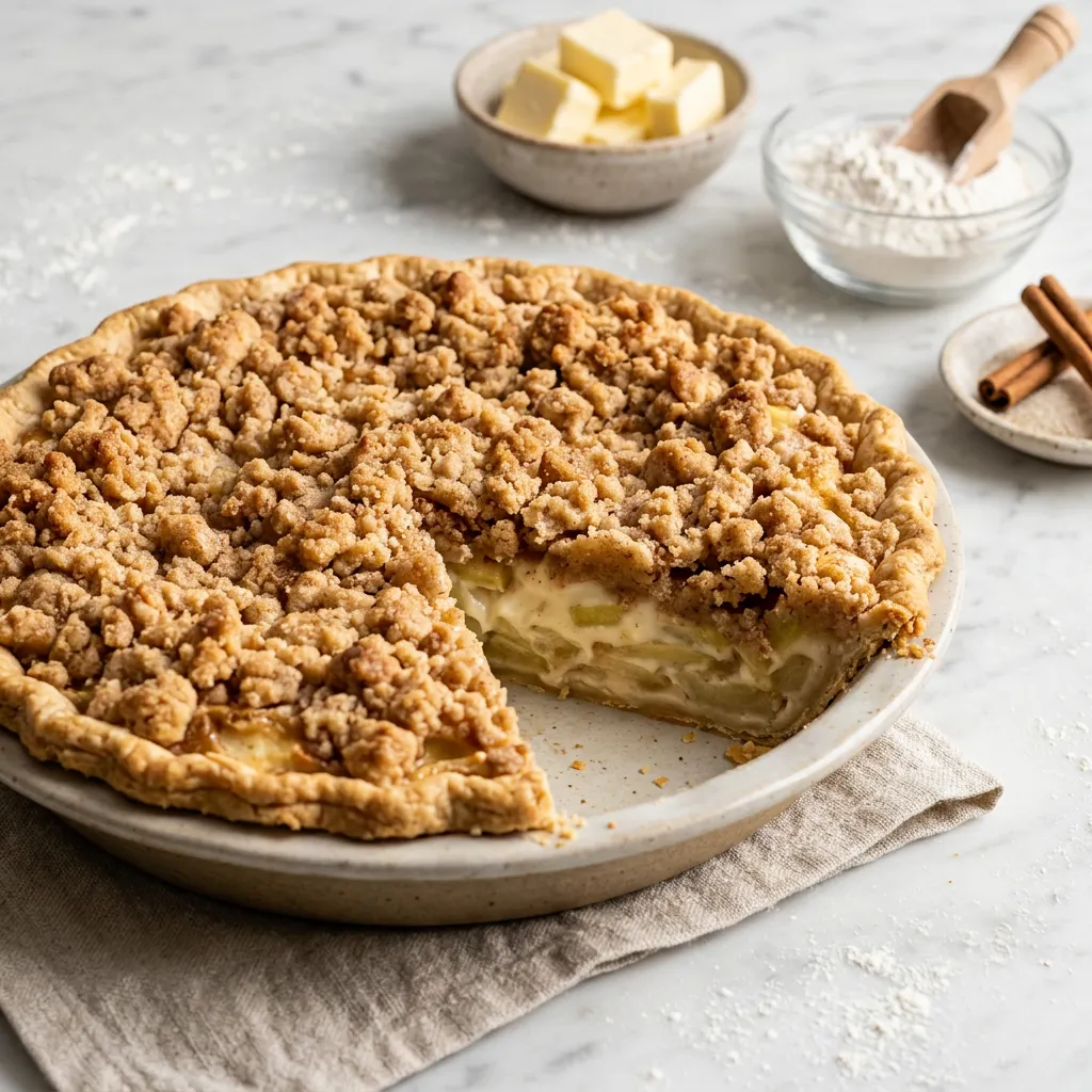 Sour Cream Apple Pie With Streusel Topping