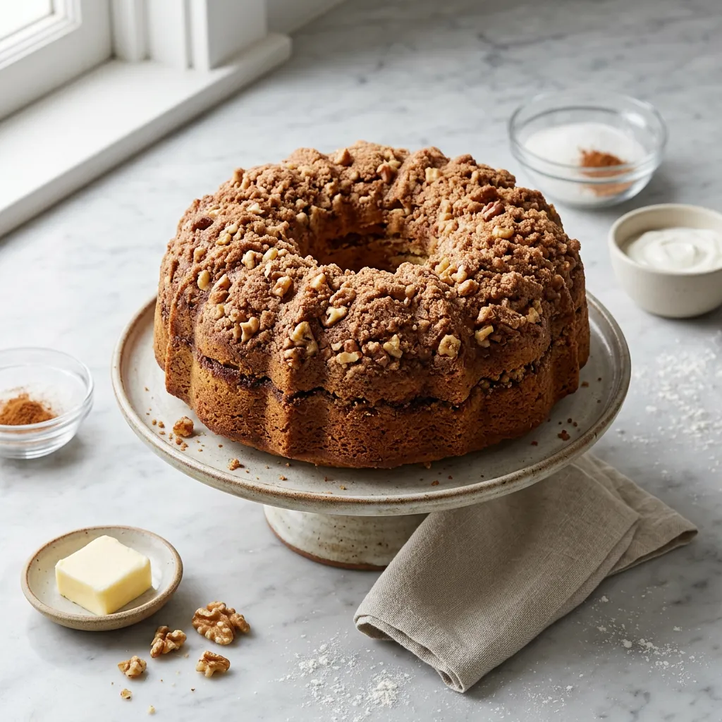 Sour Cream Bundt Cake With Cinnamon and Walnut Streusel