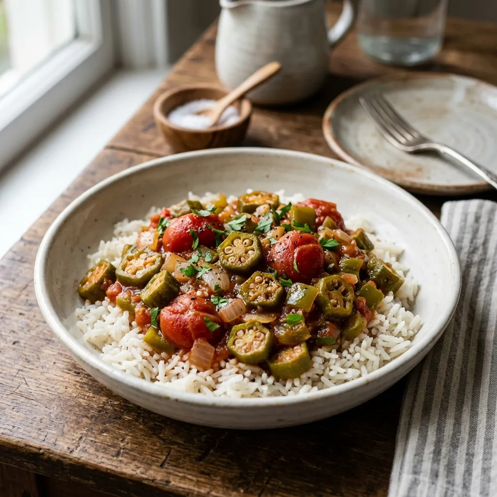 Southern-Style Okra With Tomatoes and Rice