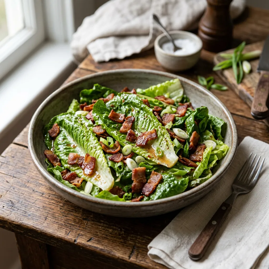 Southern Wilted Lettuce with Hot Bacon Dressing