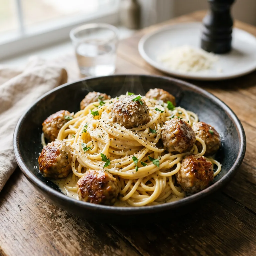 Spaghetti Meatball Carbonara