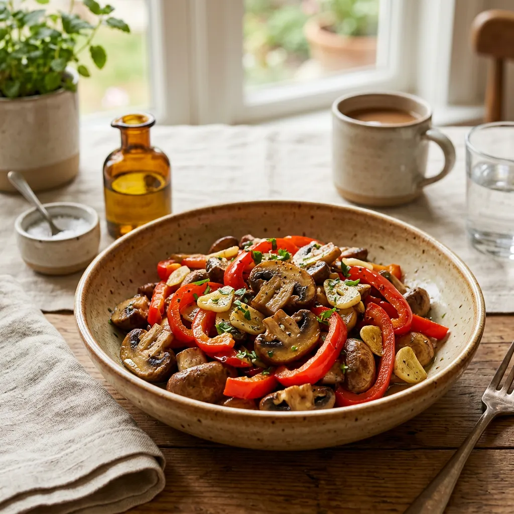 Spanish Champiñones, Pimientos y Ajo (Mushrooms, Peppers and Garlic)