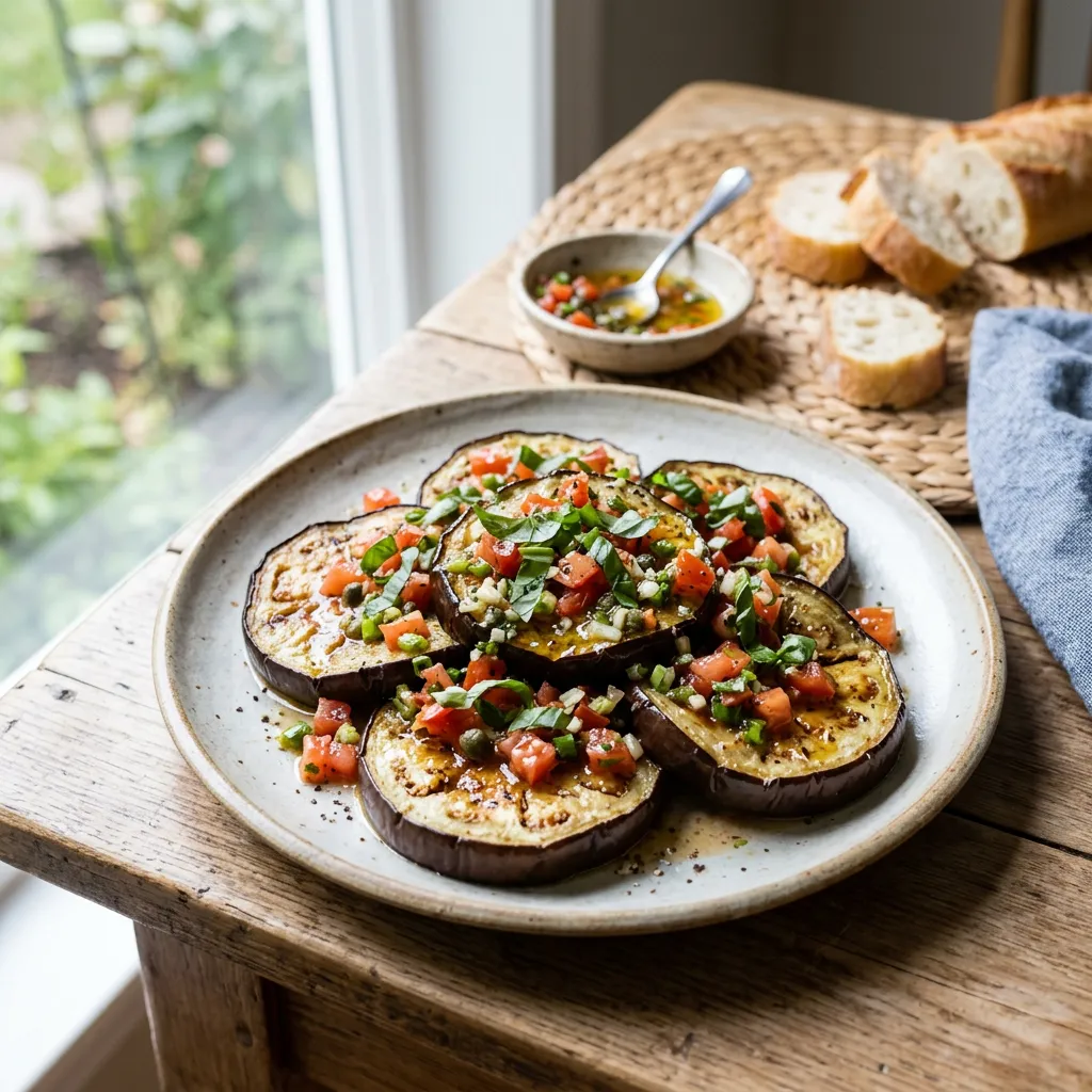 Spanish Eggplant With Tomato Vinaigrette Recipe