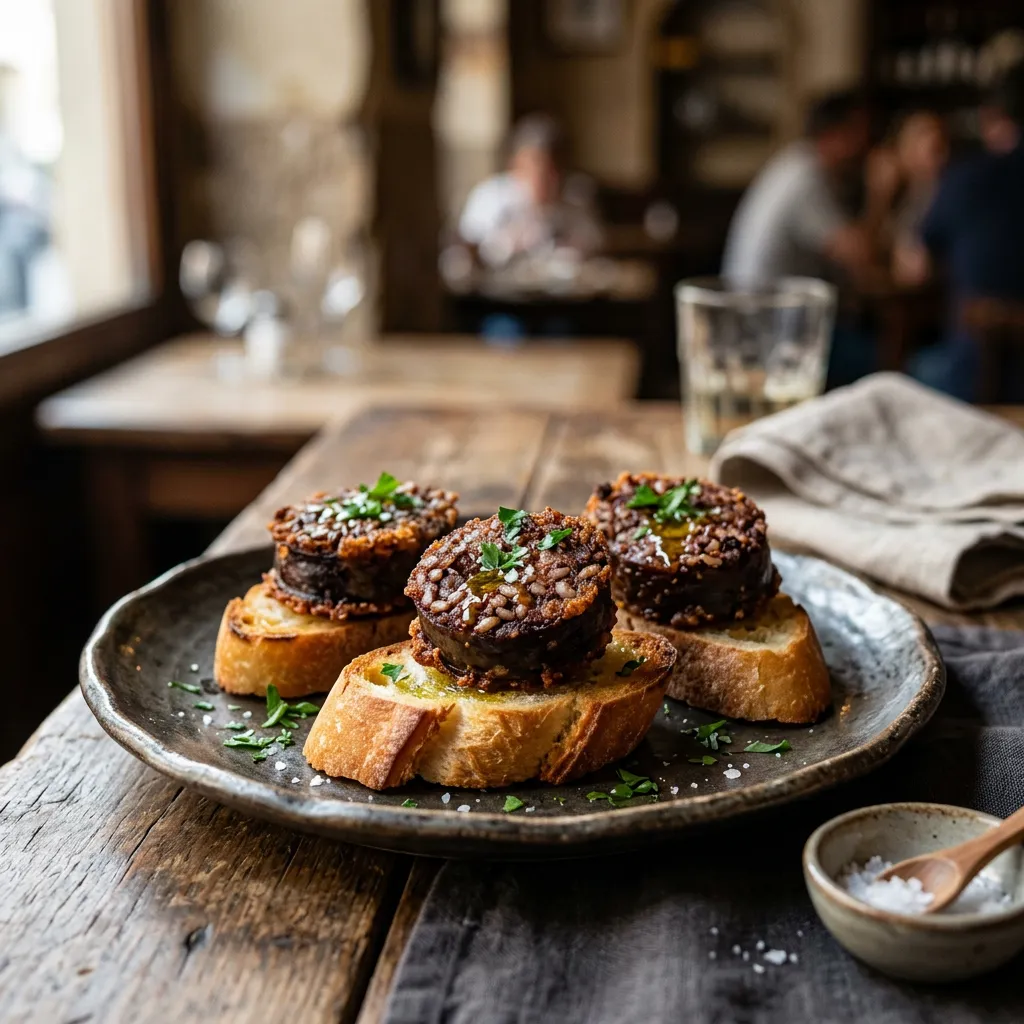Spanish Fried Blood Sausage With Bread (Morcilla Frita Con Pan)