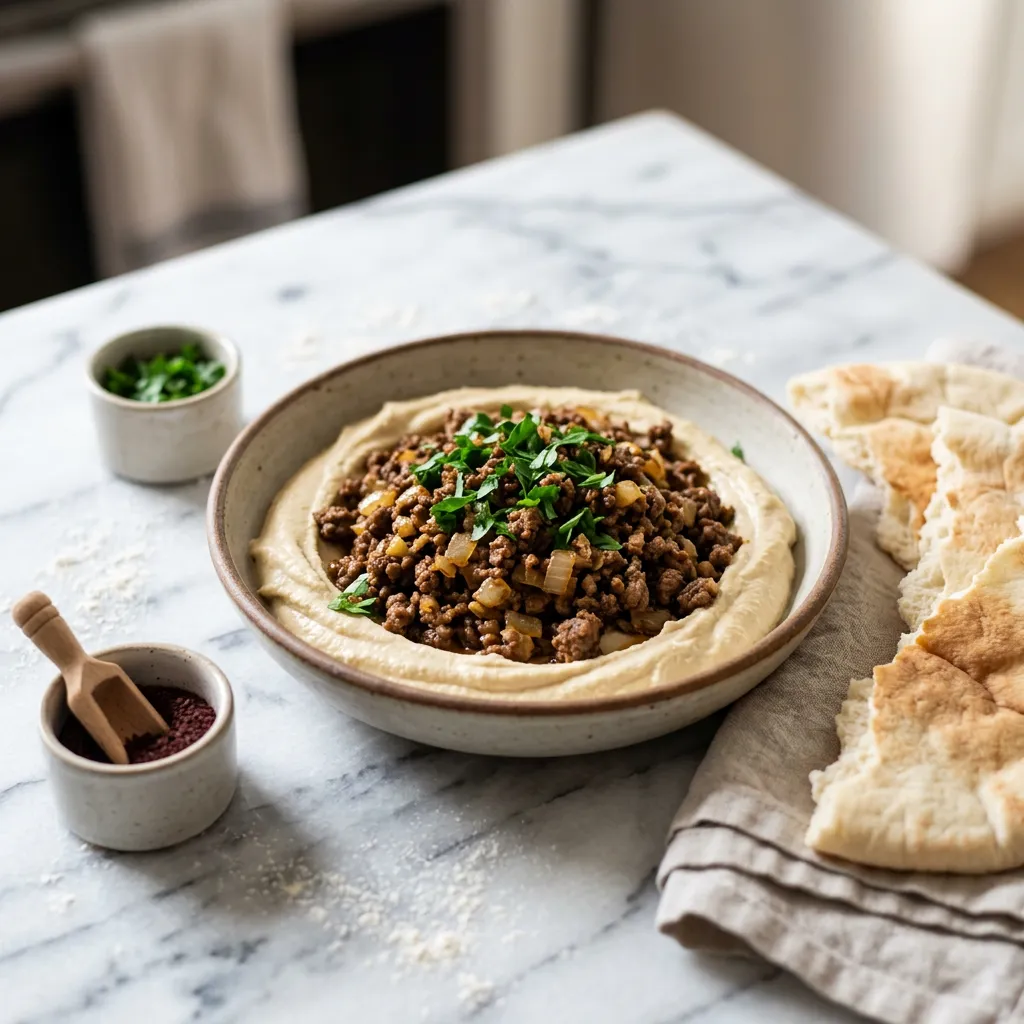 Spiced Beef on Hummus