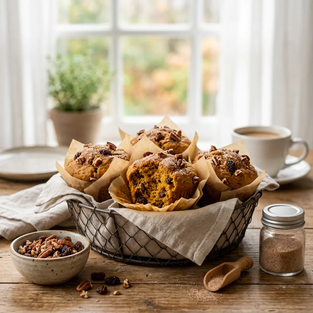 Spiced Pumpkin Pecan Muffins