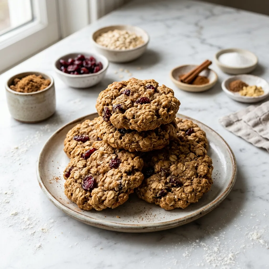 Spiced Vegan Oatmeal Cranberry Cookies