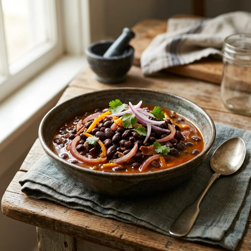 Spicy Black Beans, Peruvian-style - Frijoles Escabechados Recipe