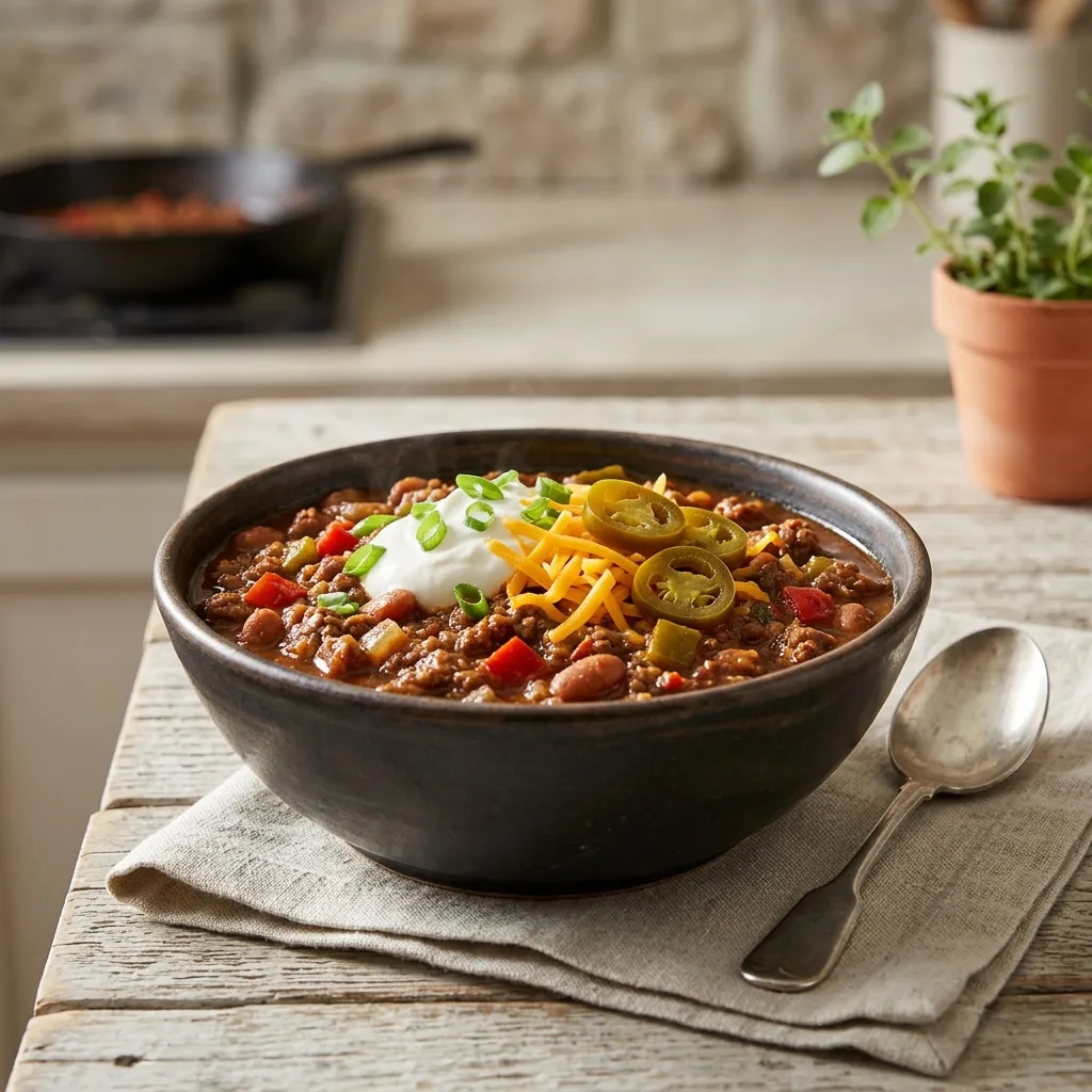 Spicy Ground Beef and Pinto Bean Chili