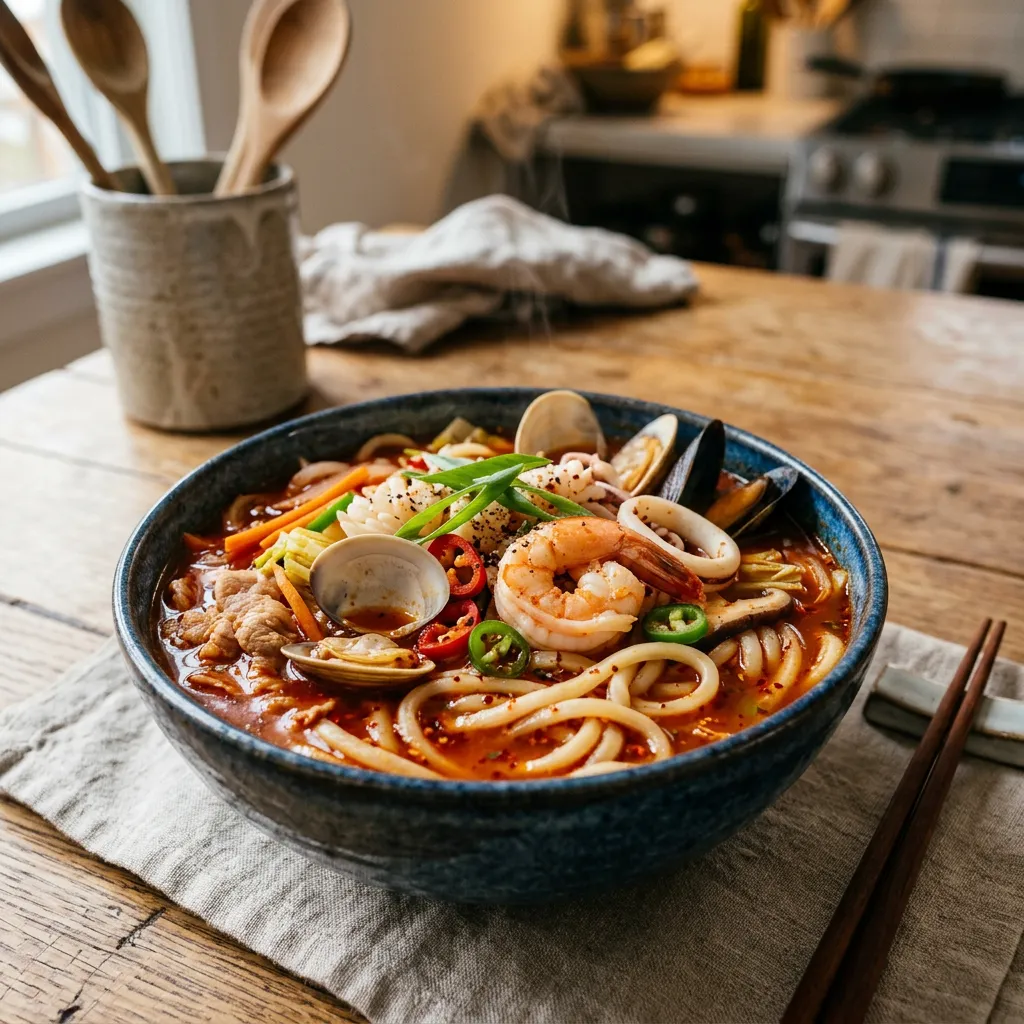 Spicy Korean-Chinese Seafood Soup (Jjampong)