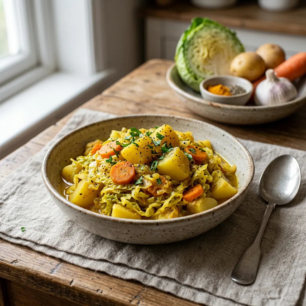 Spicy Potatoes, Cabbage, and Carrots