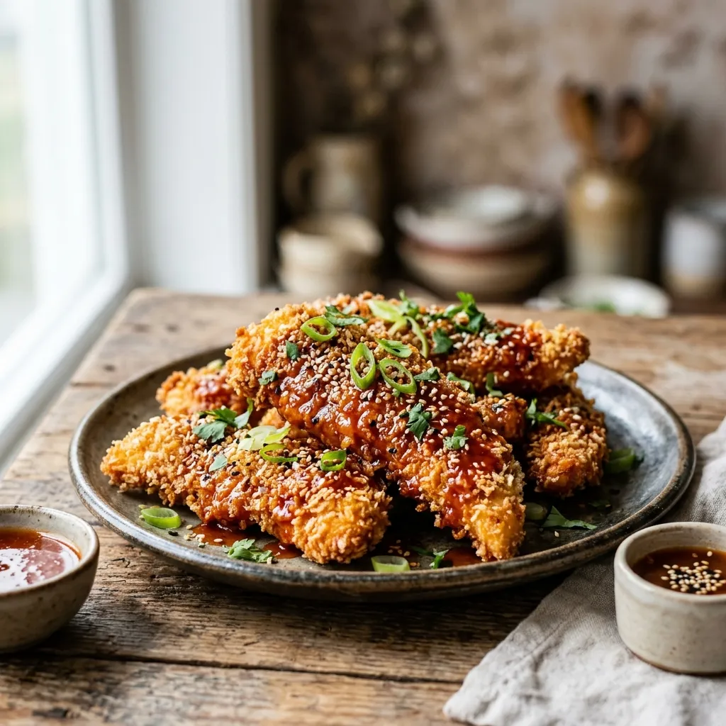 Spicy Sriracha Panko Chicken Fingers