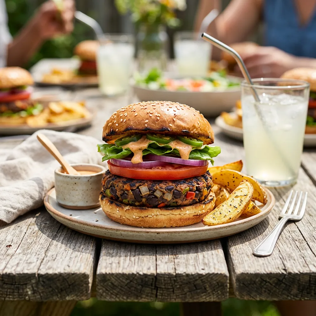 Spicy Vegan Black Bean Burger Recipe