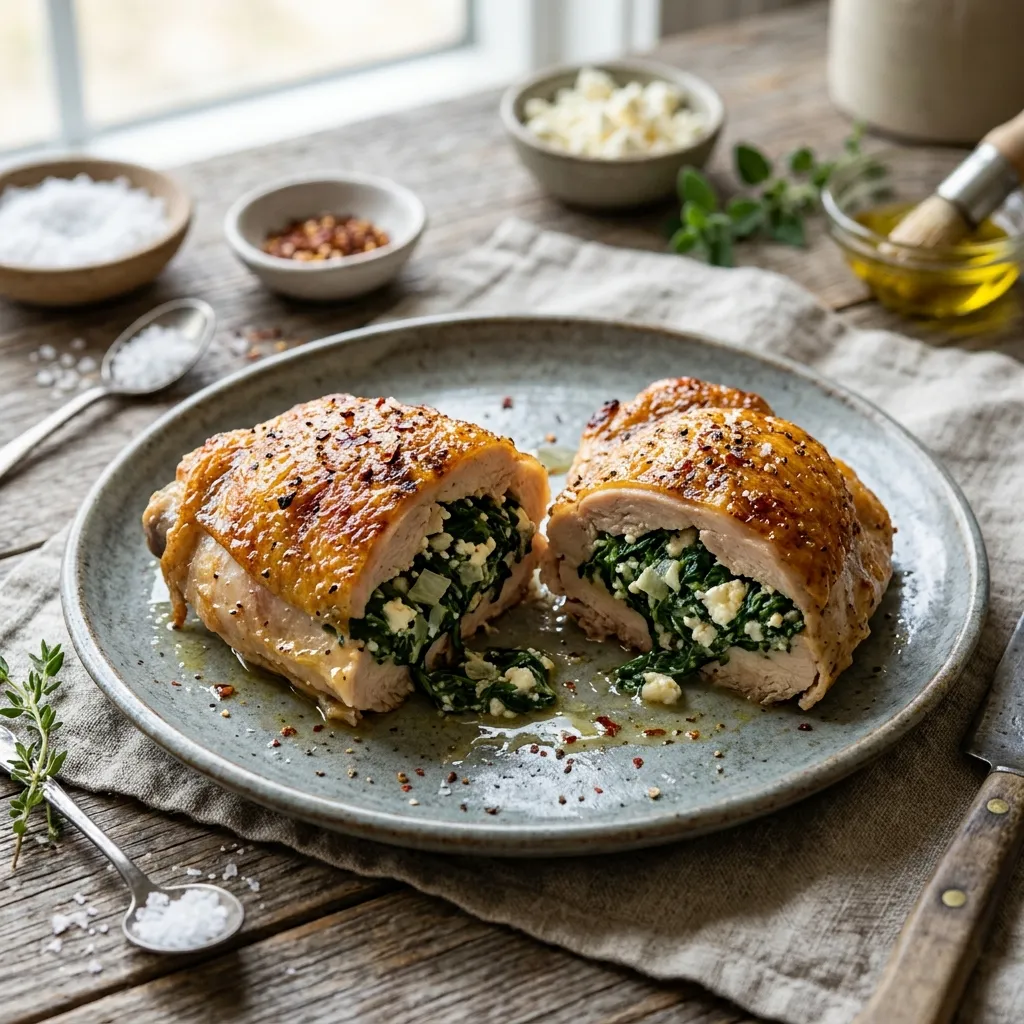 Spinach and Feta Stuffed Chicken Thighs
