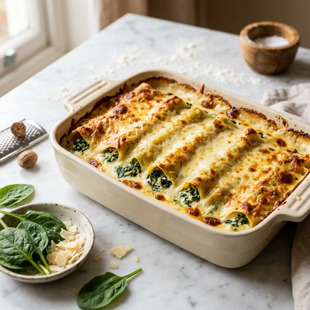 Spinach and Ricotta Cannelloni/Manicotti (Cannelloni ricotta e spinaci)