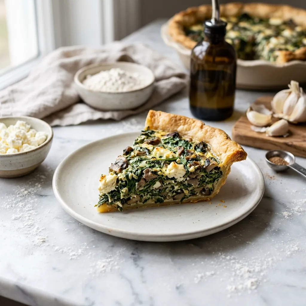 Spinach, Feta, and Mushroom Pie (Dairy)