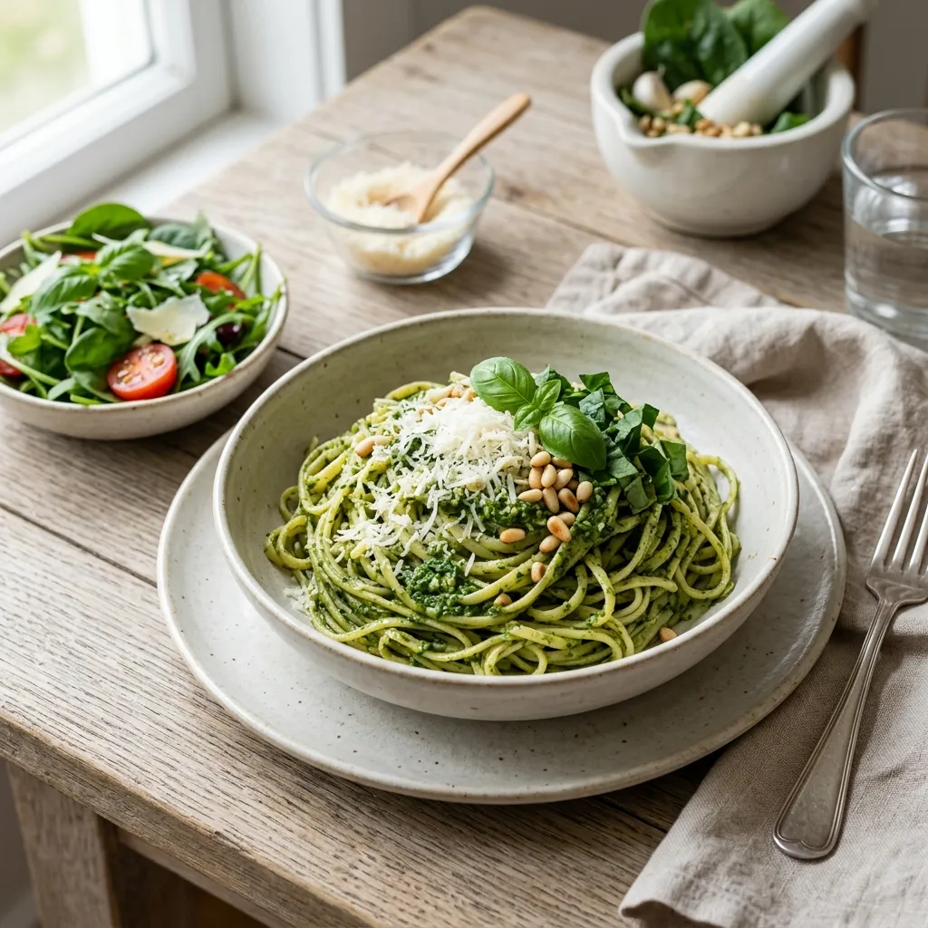 Spinach Pesto Sauce With Linguine or Spaghetti