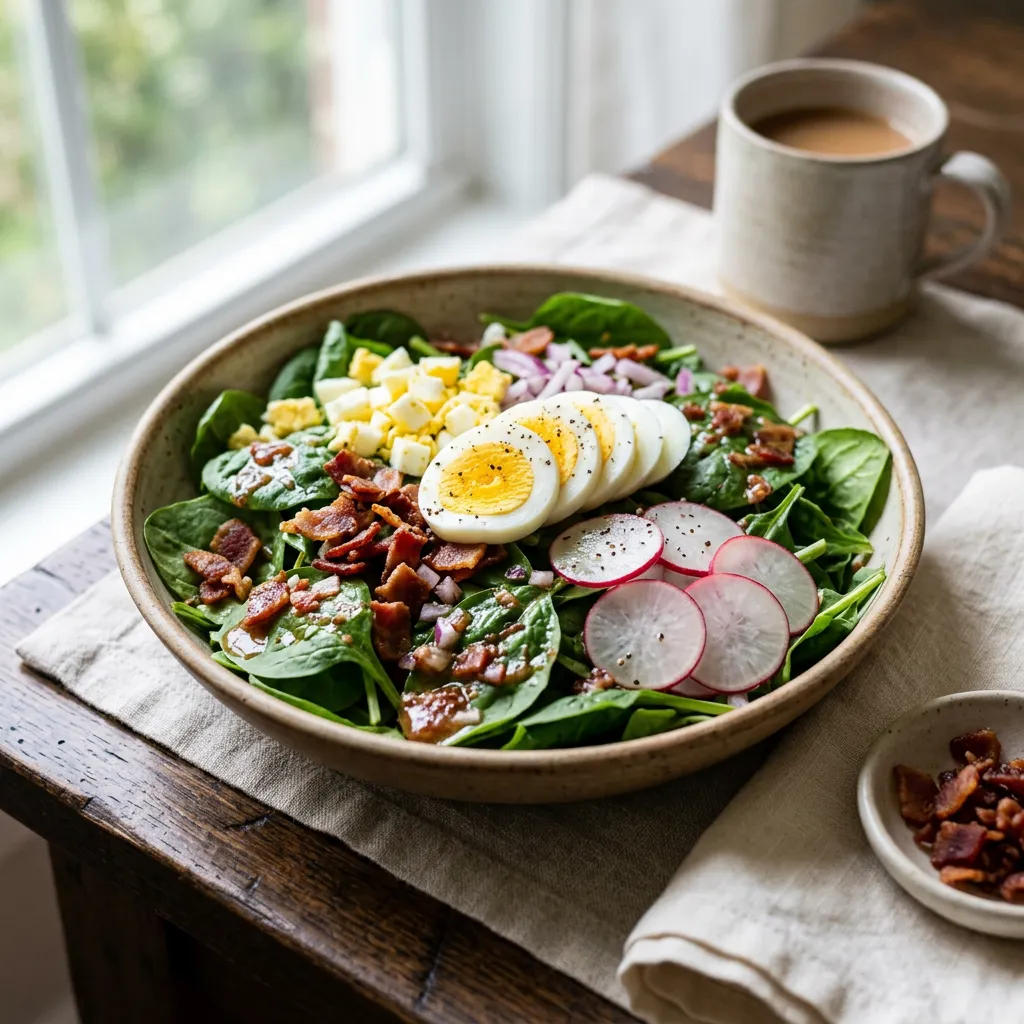 Spinach Salad With Warm Bacon Dressing