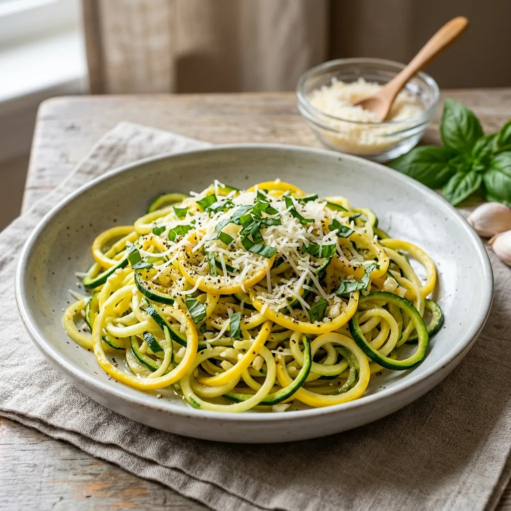 Spiralized Summer Squash With Garlic and Basil