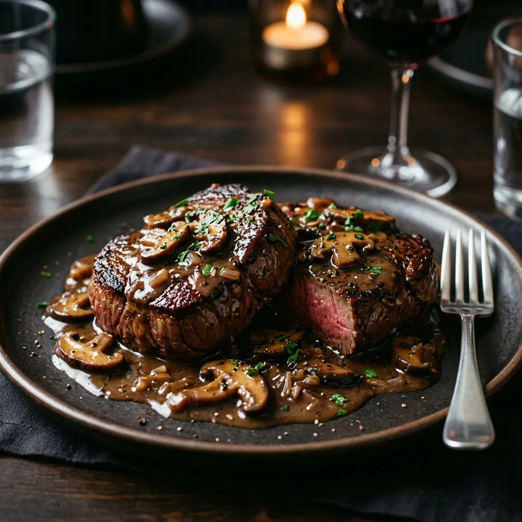 Finished Steak Diane dish