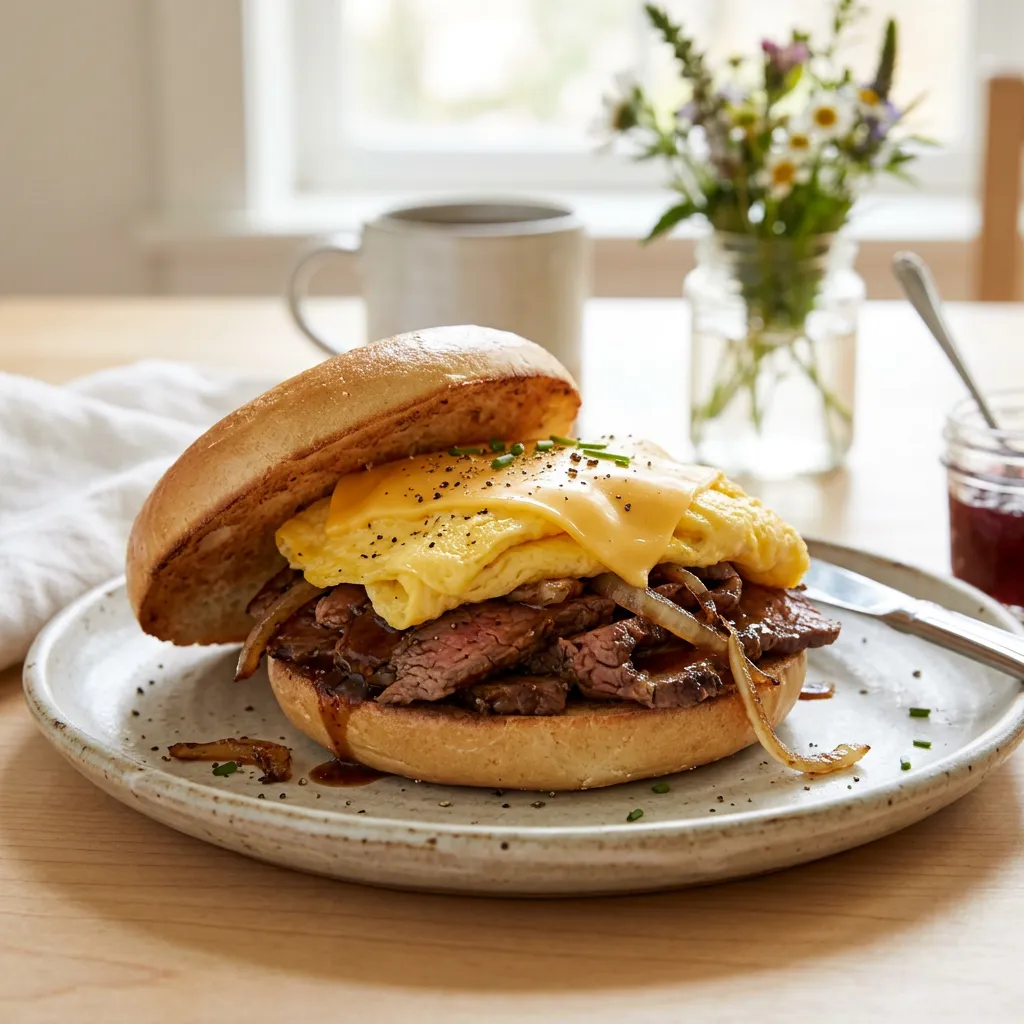 Steak, Egg, and Cheese Bagel