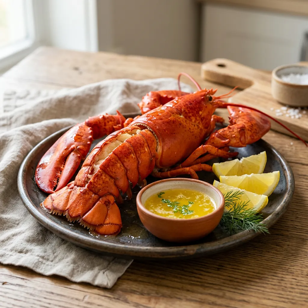 Finished Steamed Lobster dish