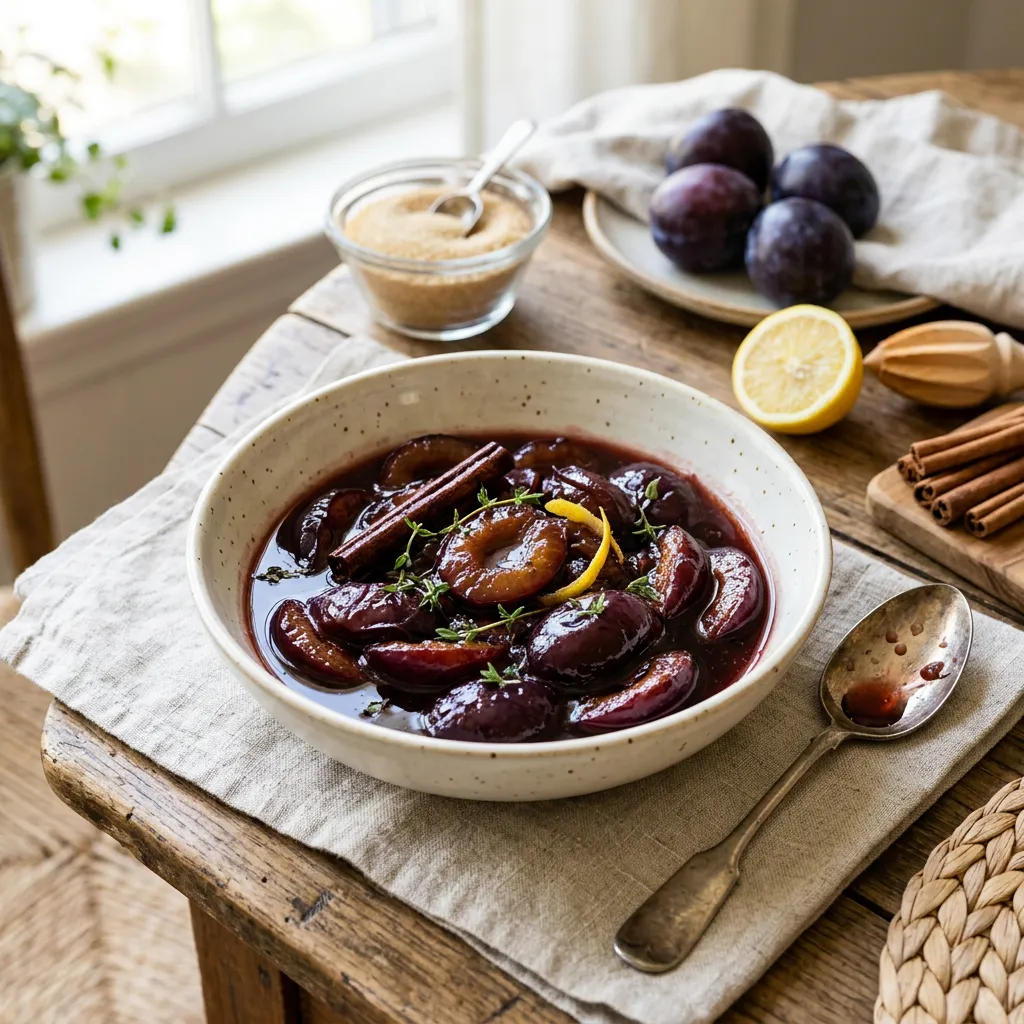 Stewed Plums With Cinnamon