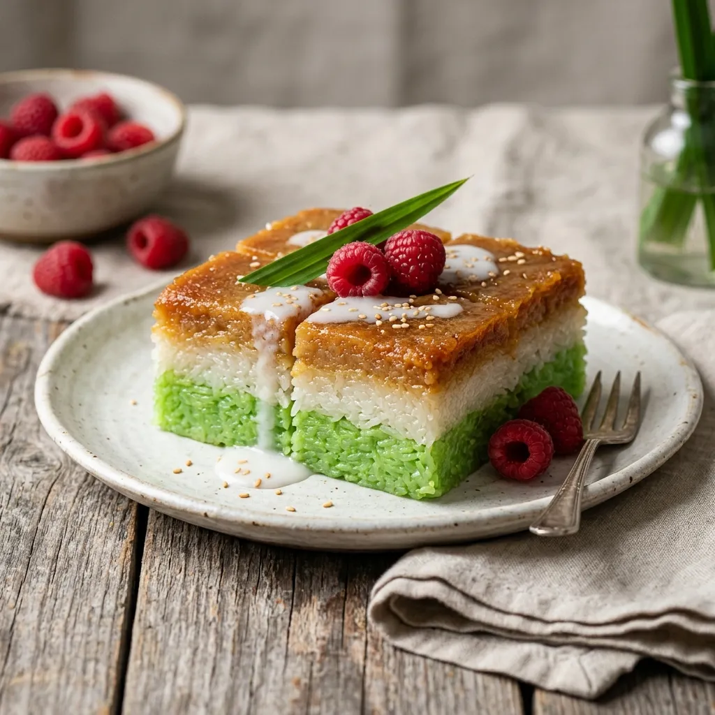 Sticky Rice Cake With Coconut and Pandan