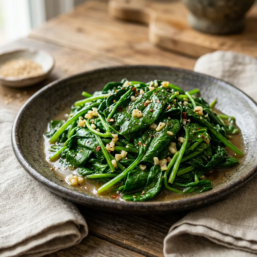 Stir-Fried Spinach With Garlic