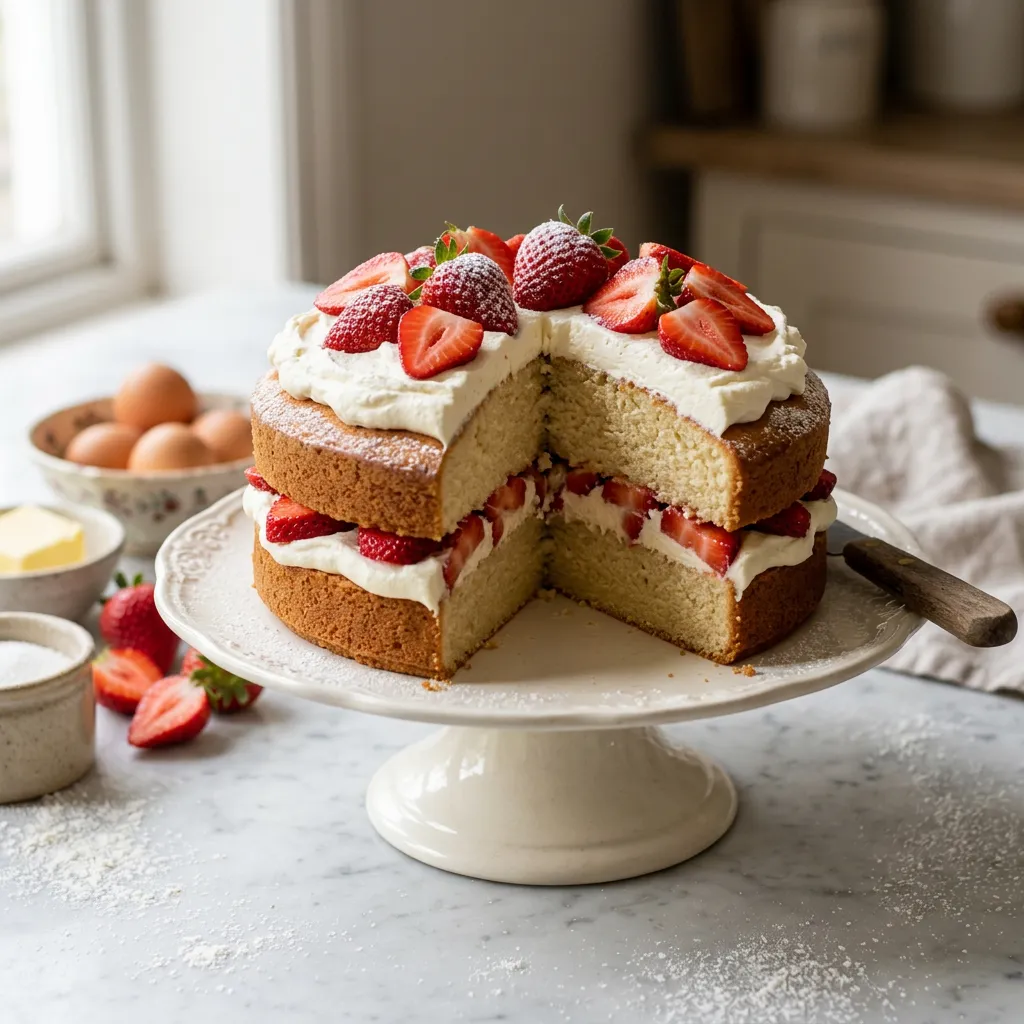 Strawberry and Cream Sponge Cake