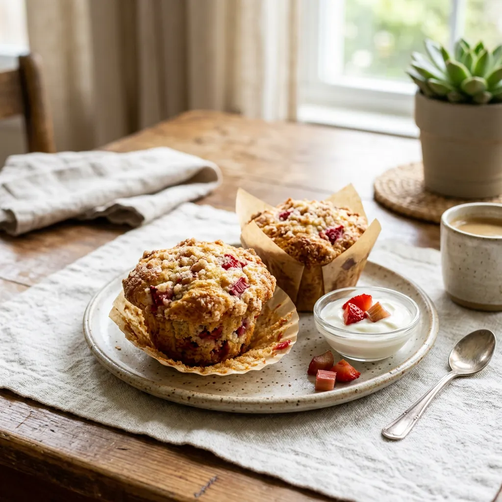 Strawberry Rhubarb Streusel Muffins