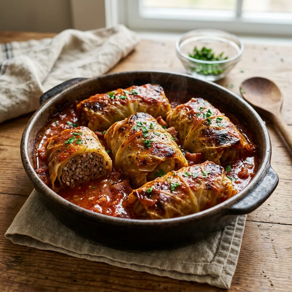 Finished Stuffed Cabbage Rolls dish