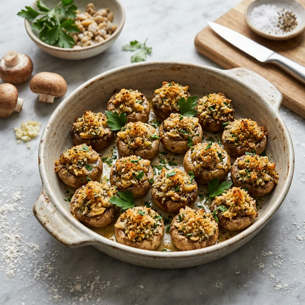 Stuffed Mushrooms With Clams Appetizer