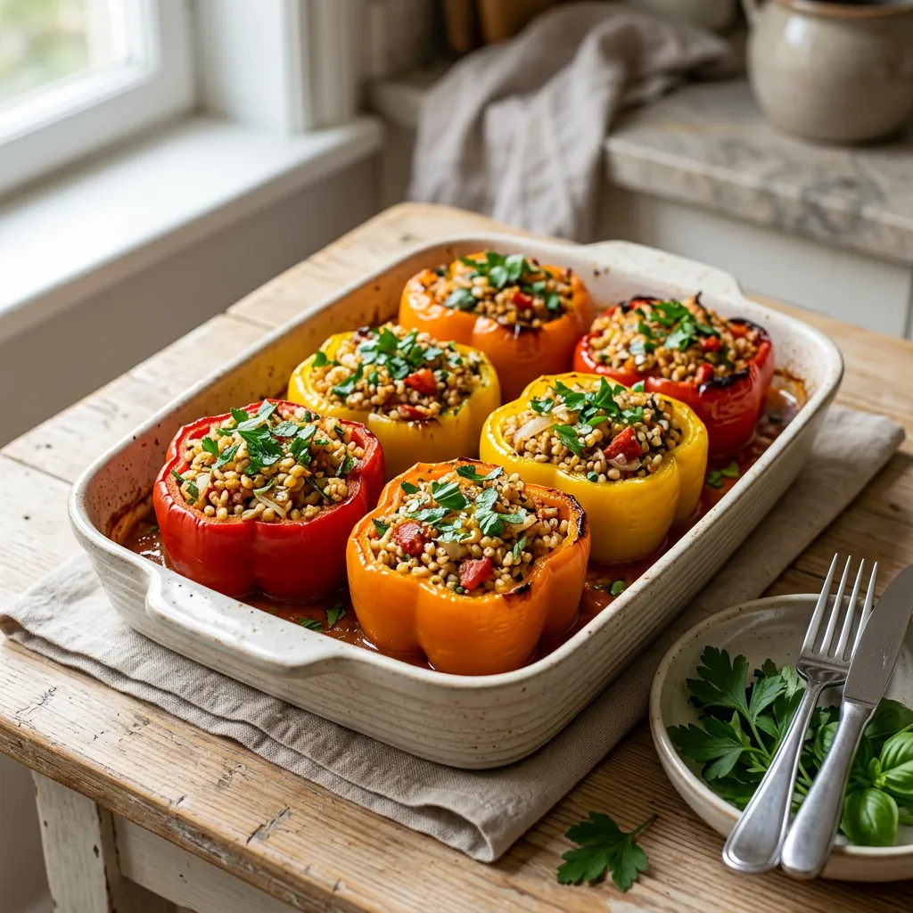 Stuffed Peppers With Bulgur and Basil