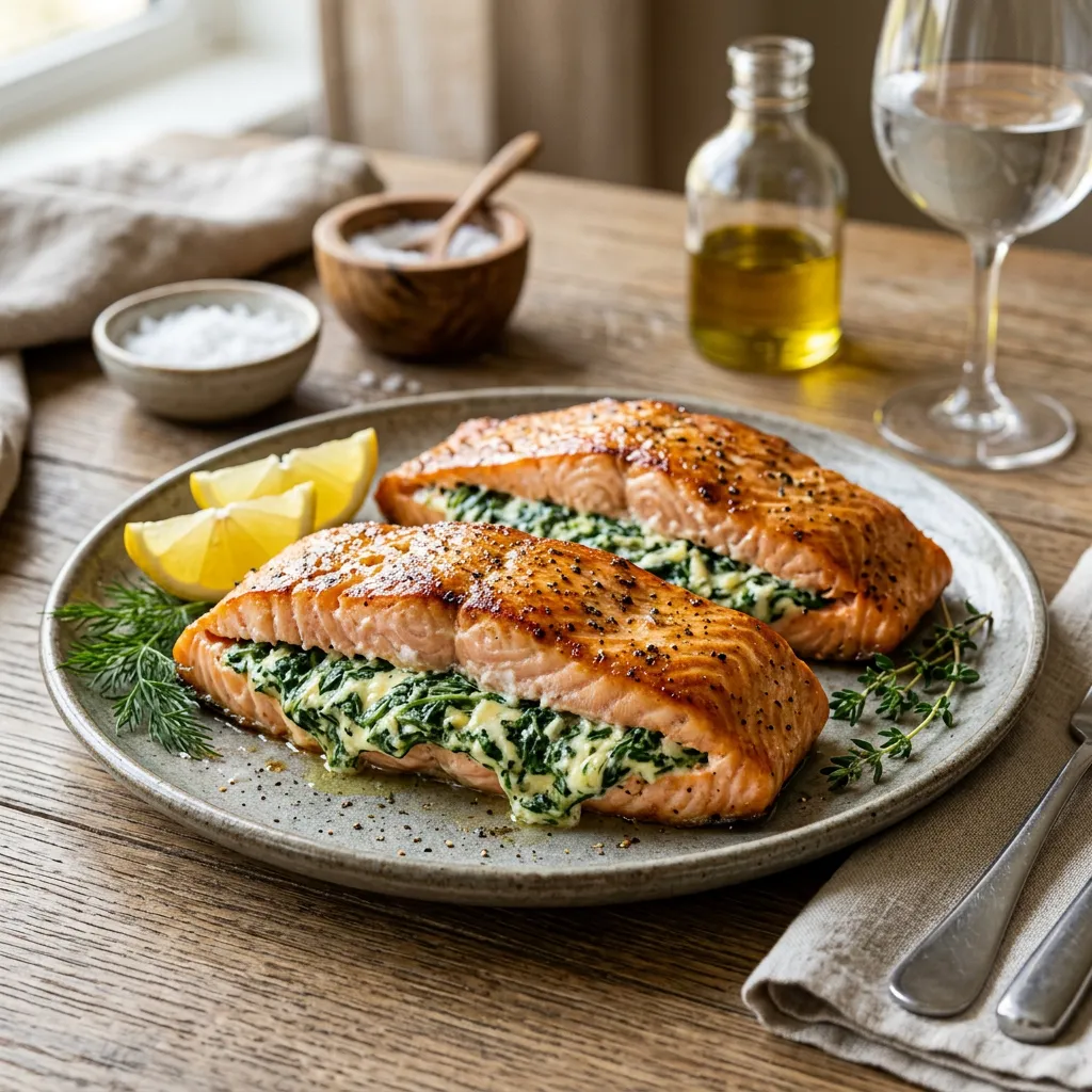 Finished Stuffed Salmon dish