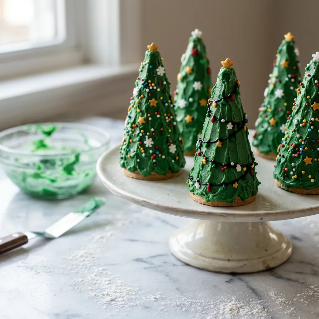 Finished Sugar Cone Christmas Trees Recipe dish