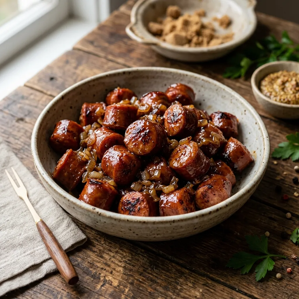 Sweet and Spicy Crock Pot Kielbasa