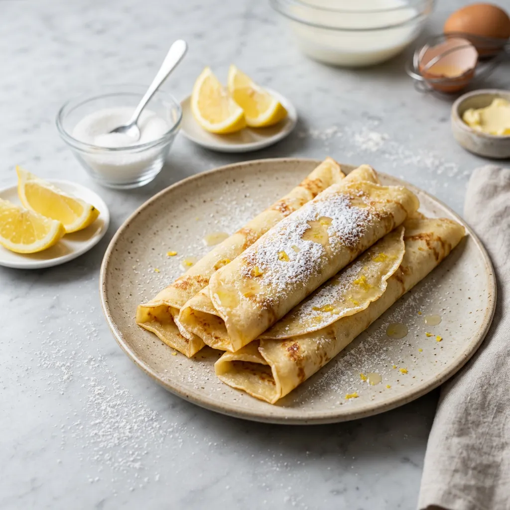 Sweet German Pancakes With Sugar and Lemon