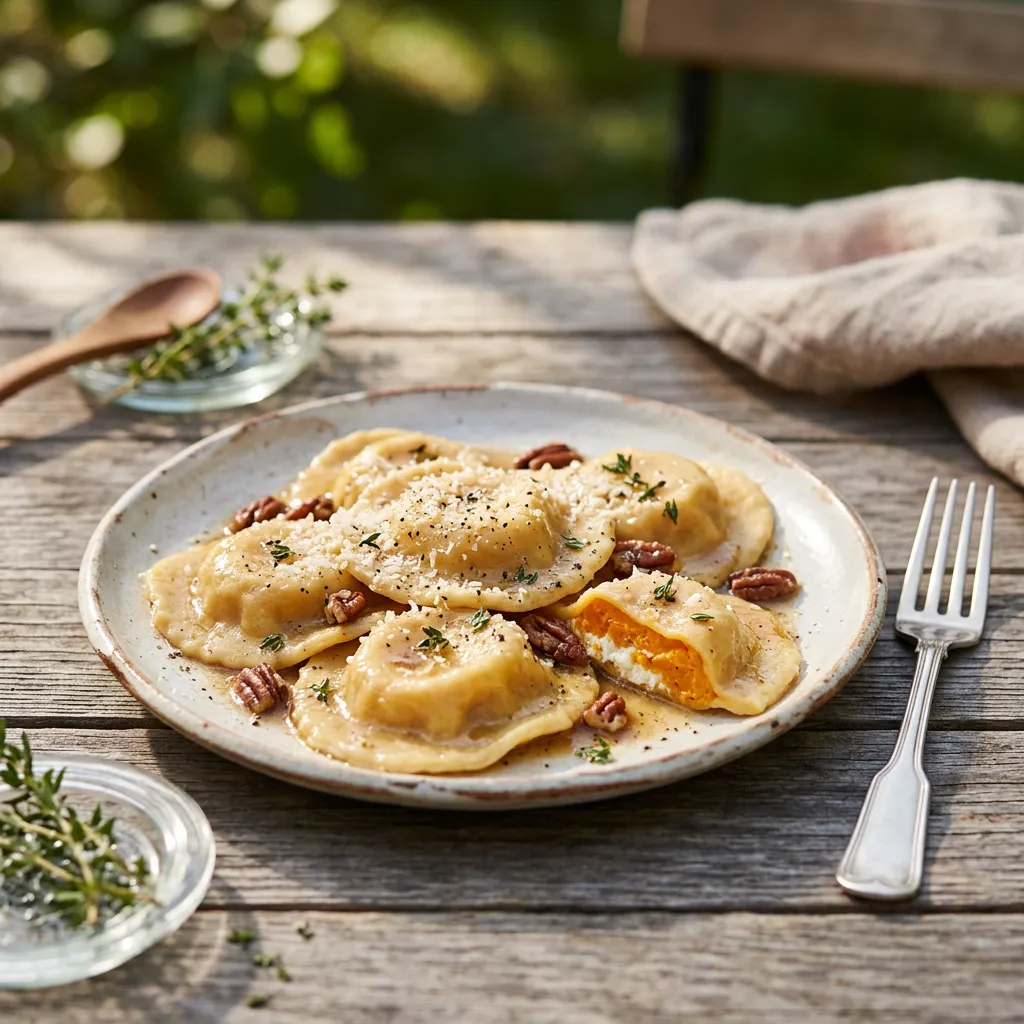 Sweet Potato Ravioli With Brown Butter Pecan Sauce Recipe