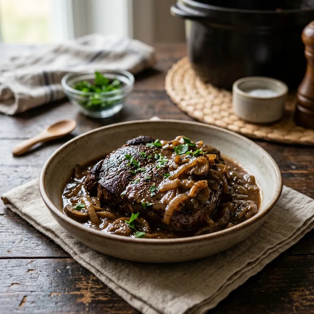 Swiss Venison Steak Crock Pot