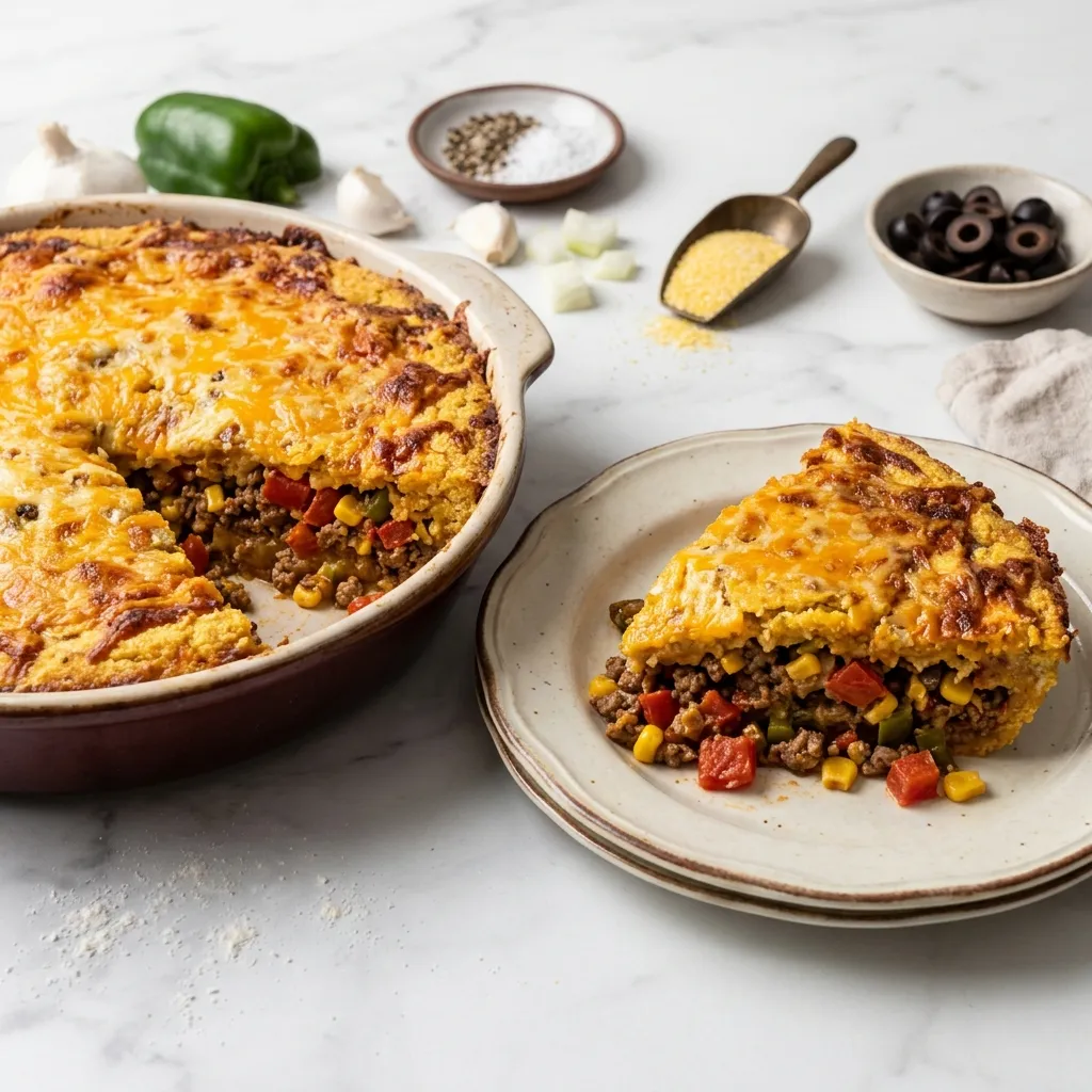 Tamale Pie With Cheese Cornmeal Topping