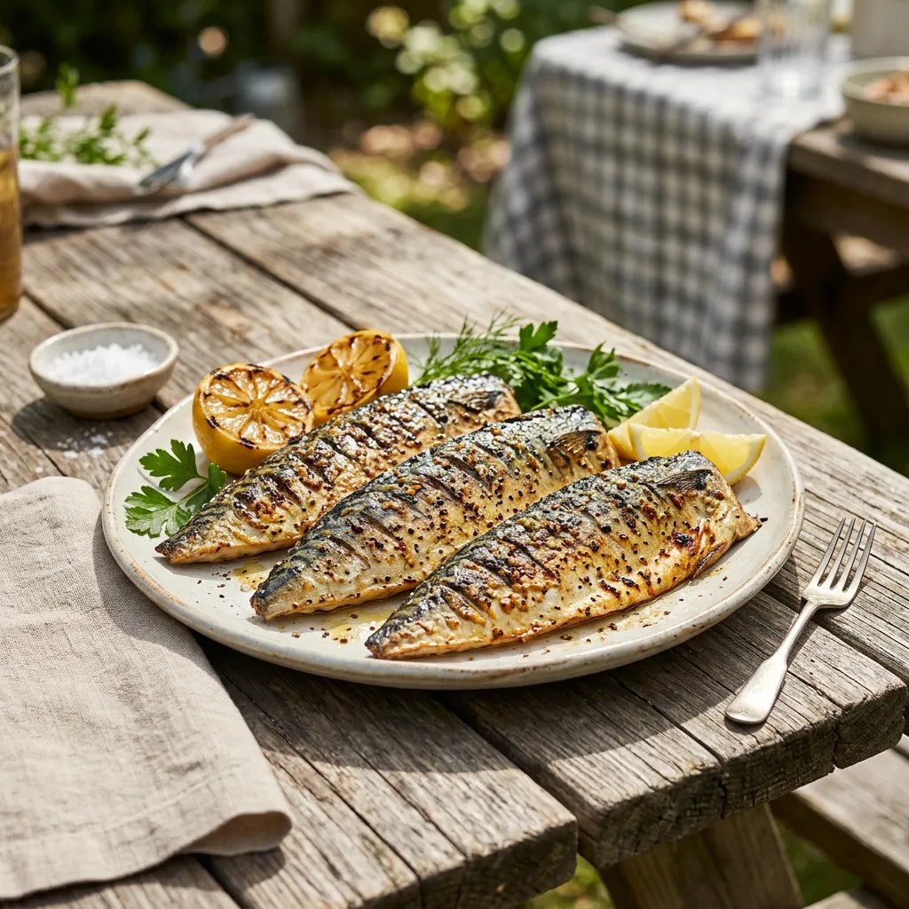Tasty Hot Smoked Mackerel Cooked on the Grill