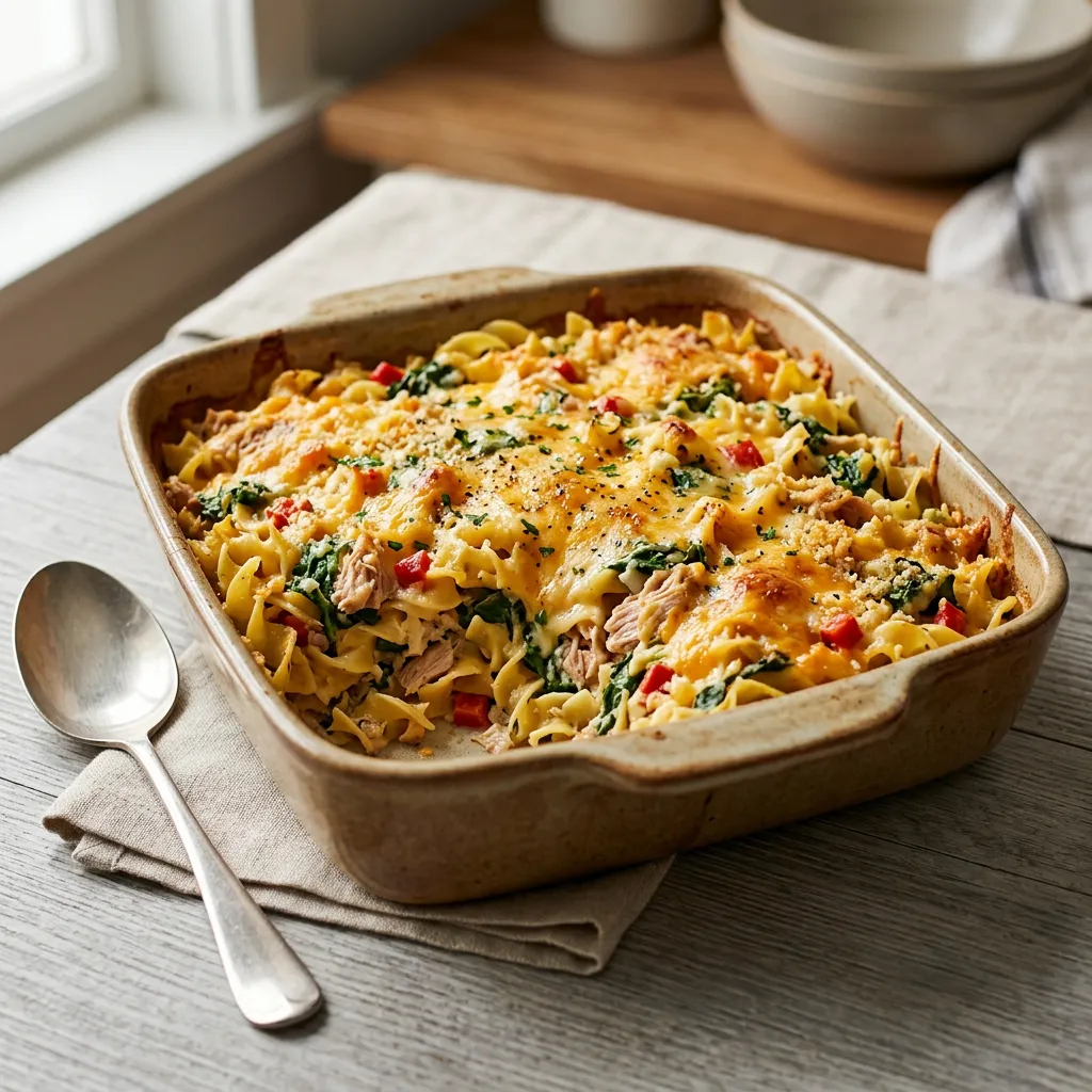 Tasty Tuna, Pasta, and Spinach Florentine Casserole
