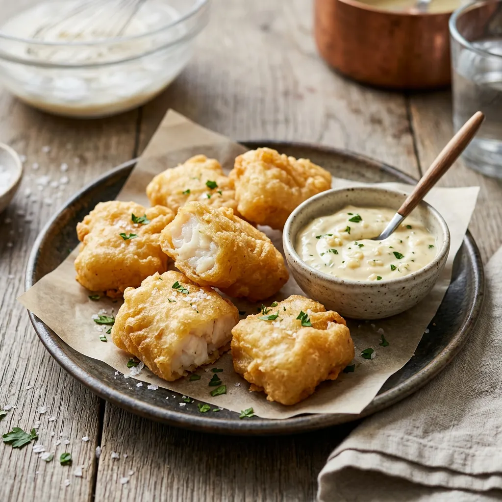 Tempura Halibut With Garlic Aioli