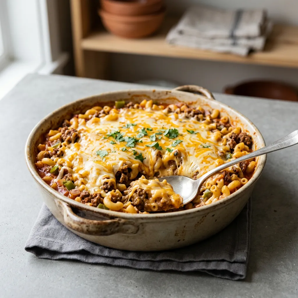 Tex-Mex Macaroni and Ground Beef Casserole
