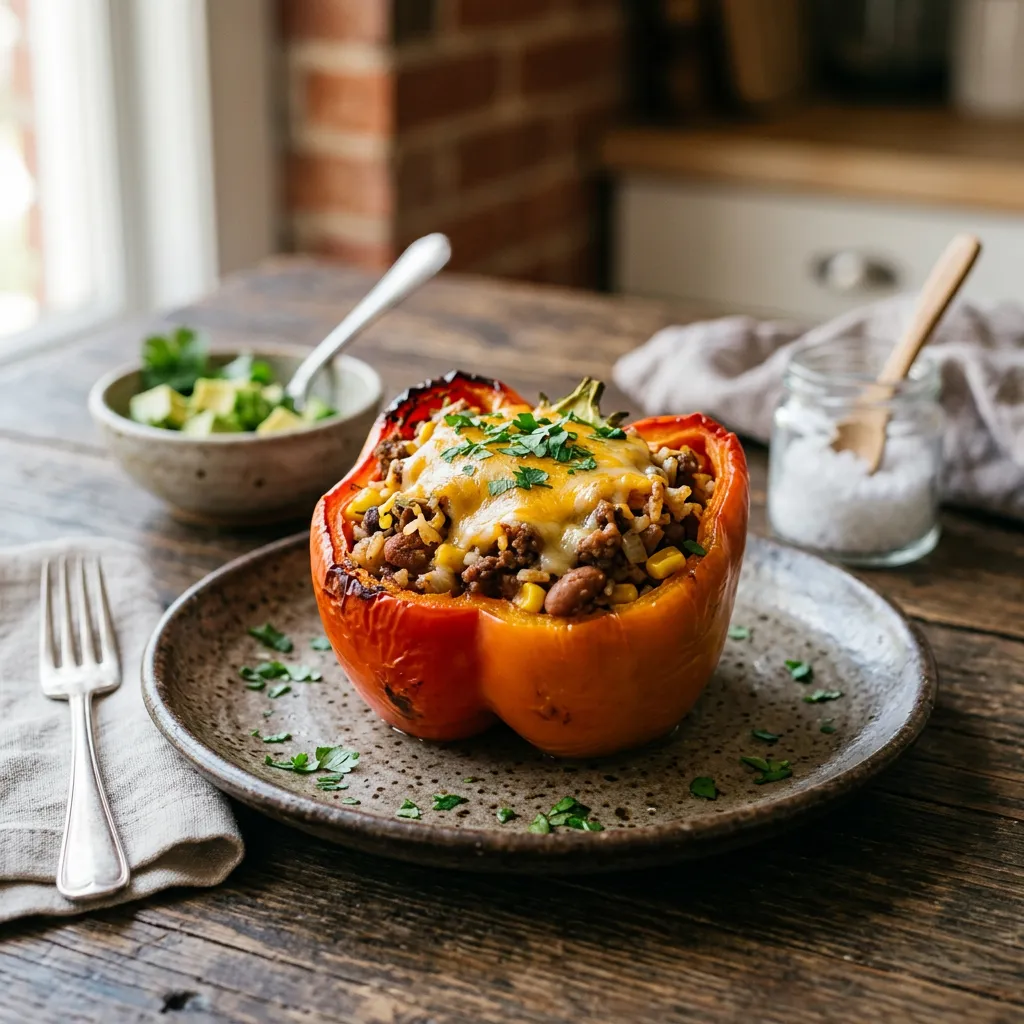 Tex-Mex Stuffed Peppers With Ground Beef and Beans