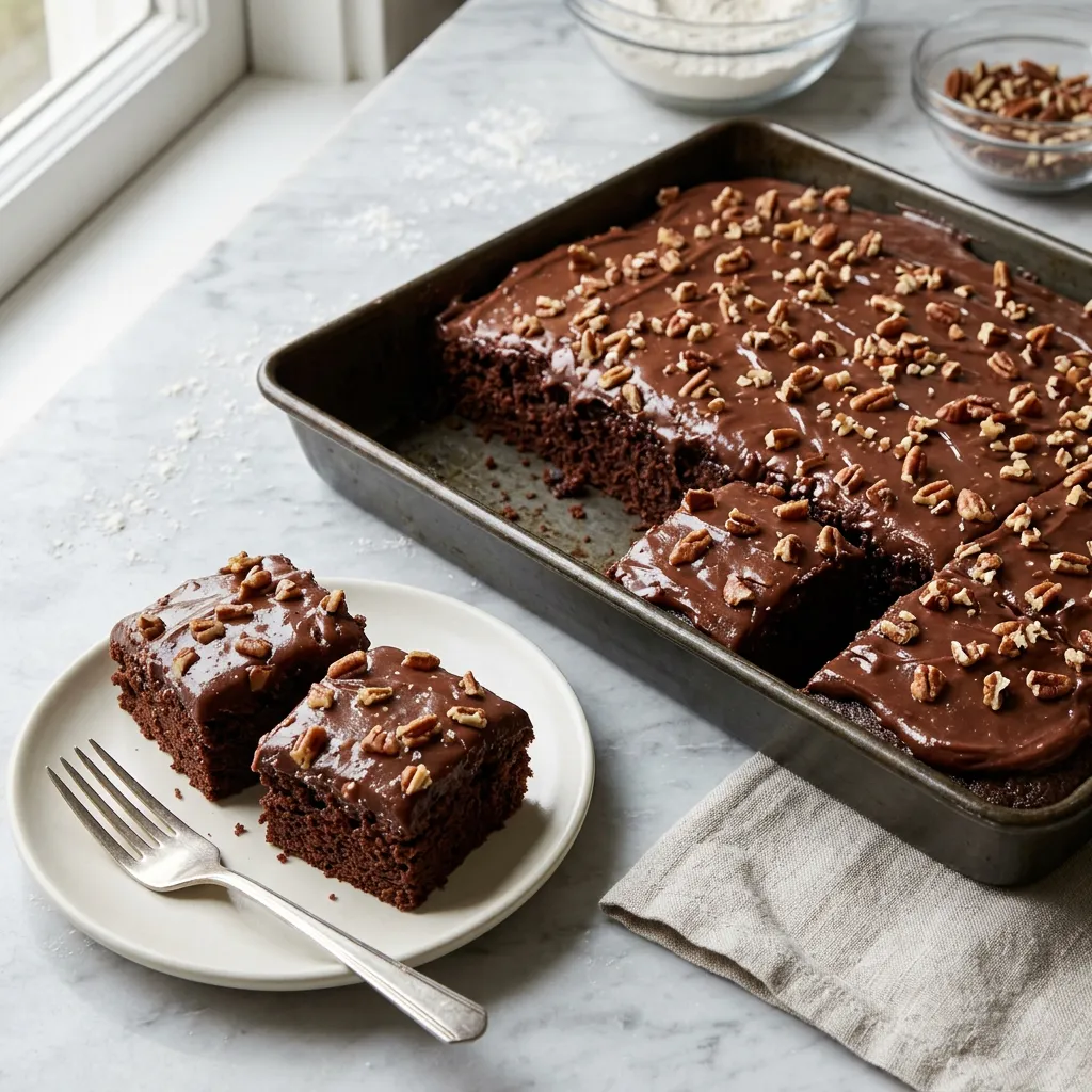 Texas Sheet Cake With Chocolate Buttermilk Frosting