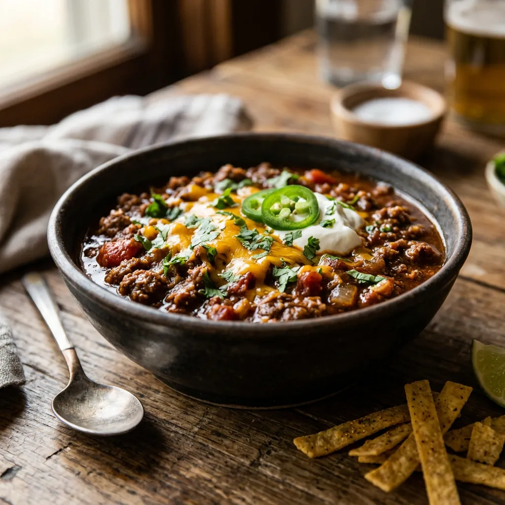 Texas-Style Chili With Ground Beef and Pork