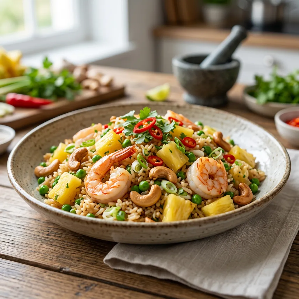 Thai Fried Rice With Pineapple and Prawns
